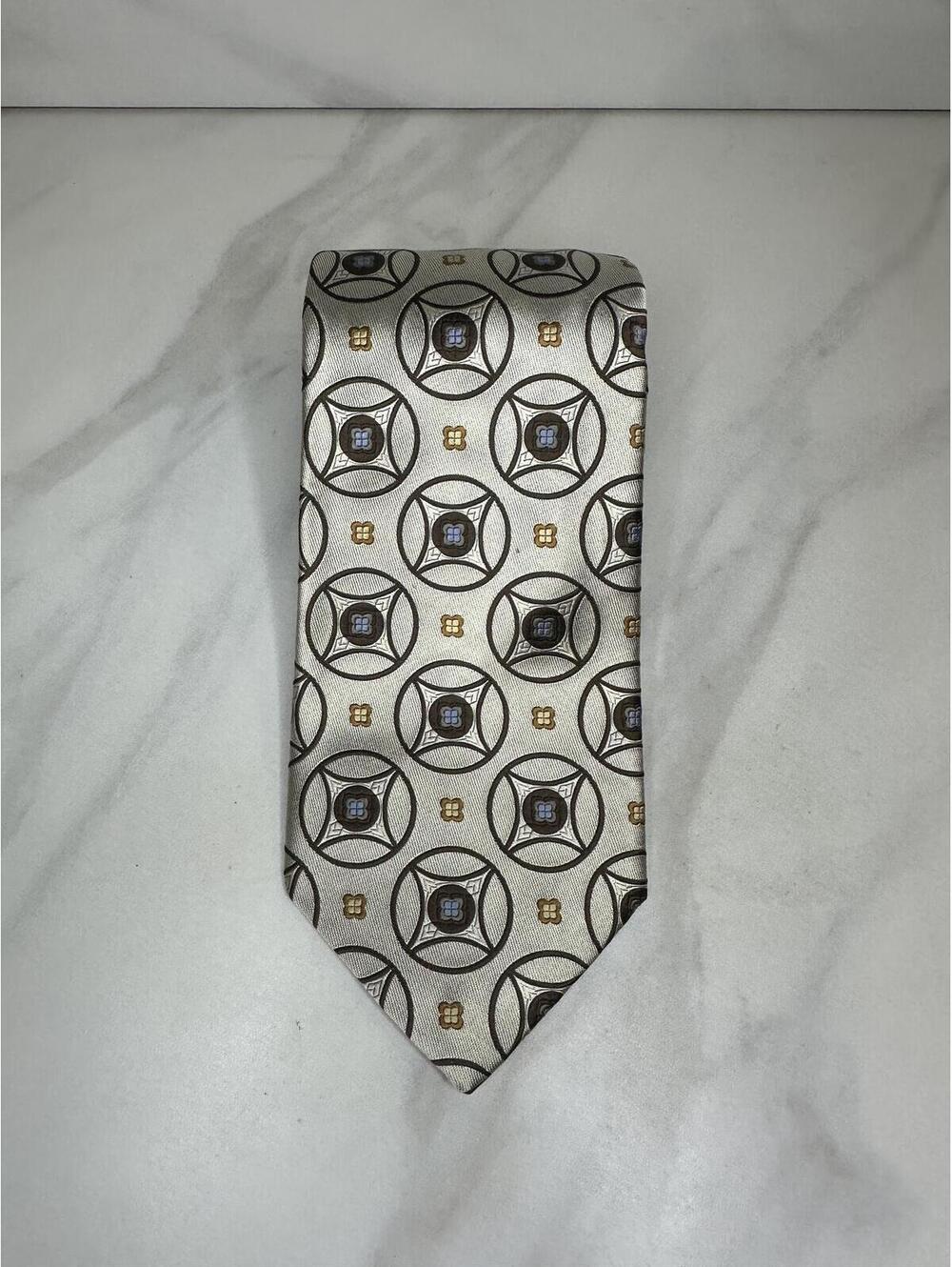 Robert Talbott Best of Class old money champagne geometric medallion silk tie